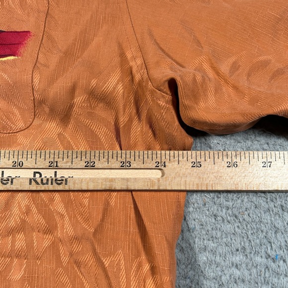 Reyn Spooner M.Field Shirt Men Large Orange Silk Button Up Hawaiian Surfer Print - Picture 7 of 7